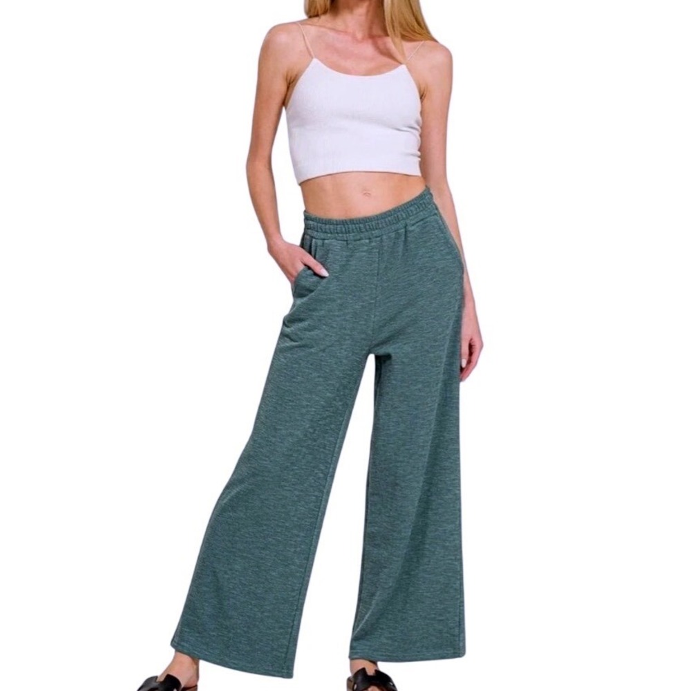 Zenana Plus Size‎ Slub Wide Leg Pants Elastic Waist CP-3455X5 2X
